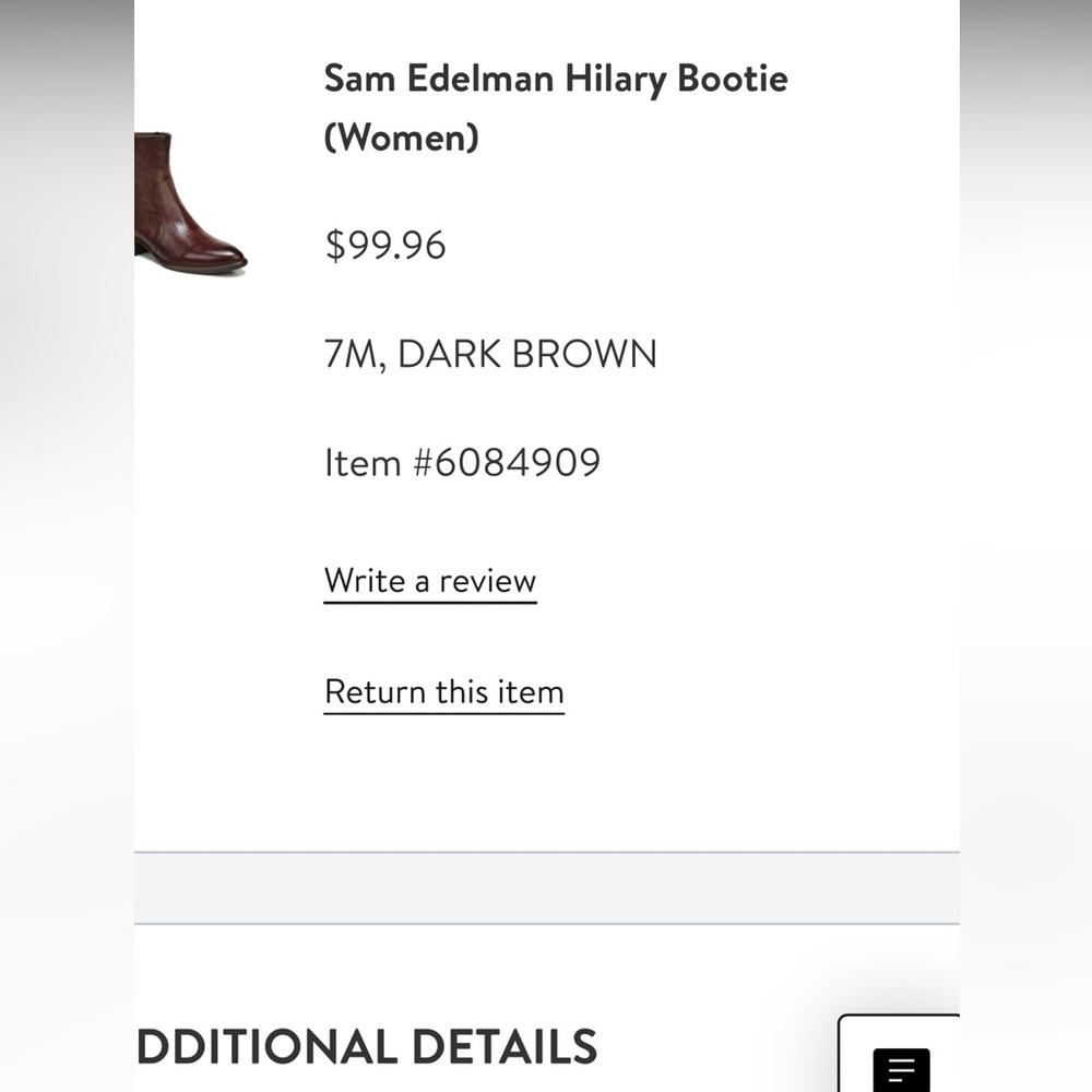 Sam Edelman Hilary Bootie- Dark Brown- Size 7 - Picture 5 of 5